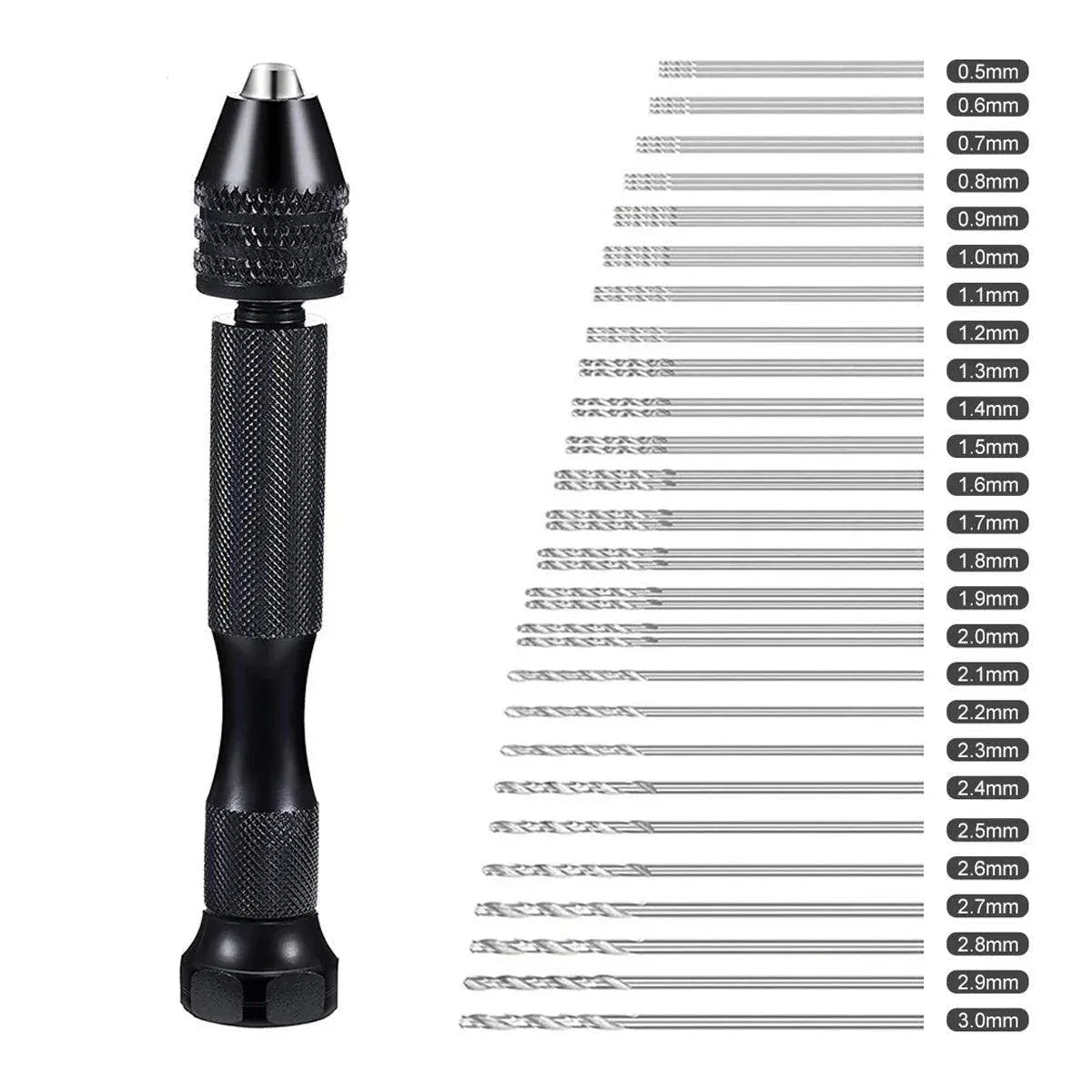 49pcs Mini Hand Drill Vise Hand Bits Twist Woodworking Set Precision Pin Tool V528-HAND-DRILL-49PCS-517951