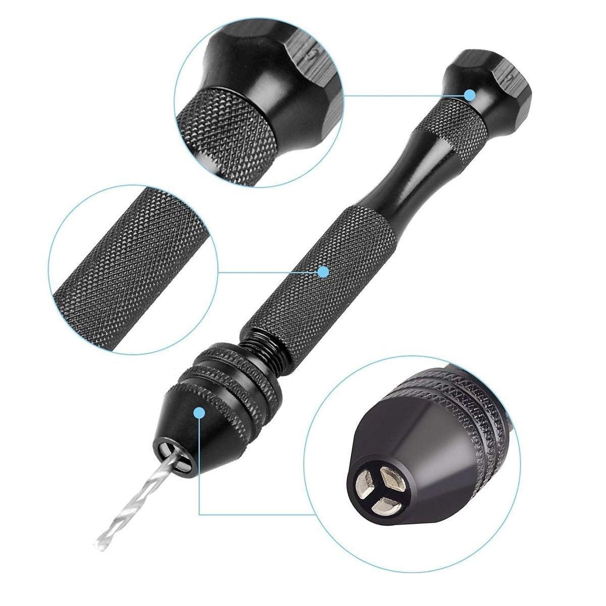 49pcs Mini Hand Drill Vise Hand Bits Twist Woodworking Set Precision Pin Tool V528-HAND-DRILL-49PCS-517951