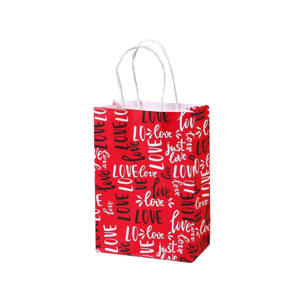 30x Valentines Day Love-Themed Tote Bag Elegant Kraft Paper Handbag Lightweight - Y167 V528-HANDBAG-30PCS-Y167-666763