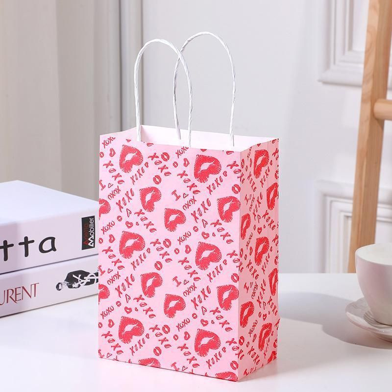 30x Valentines Day Love-Themed Tote Bag Elegant Kraft Paper Handbag Lightweight - Y167 V528-HANDBAG-30PCS-Y167-666763