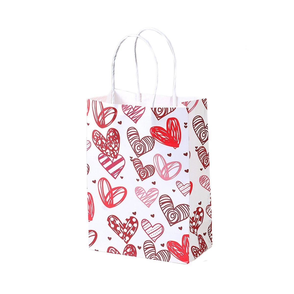 30x Valentines Day Love-Themed Tote Bag Elegant Kraft Paper Handbag Lightweight - Y169 V528-HANDBAG-30PCS-Y169-124528