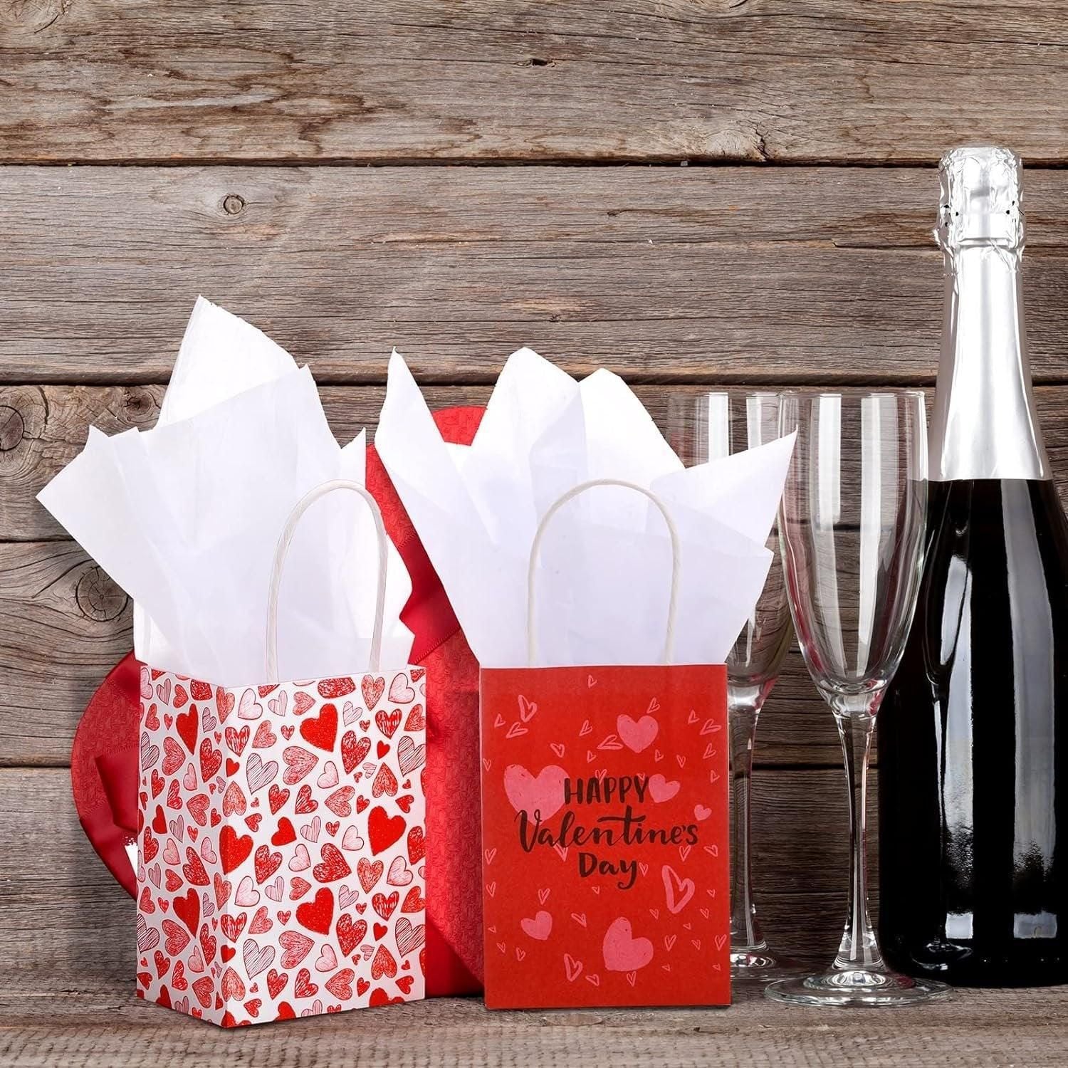 30x Valentines Day Love-Themed Tote Bag Elegant Kraft Paper Handbag Lightweight - Y169 V528-HANDBAG-30PCS-Y169-124528