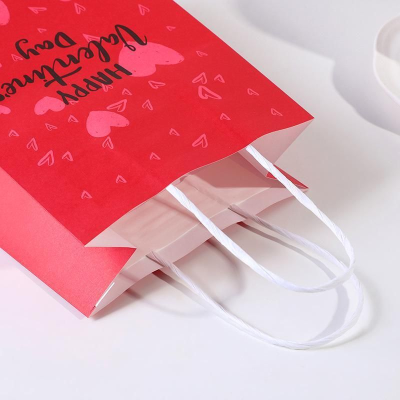 30x Valentines Day Love-Themed Tote Bag Elegant Kraft Paper Handbag Lightweight - Y169 V528-HANDBAG-30PCS-Y169-124528