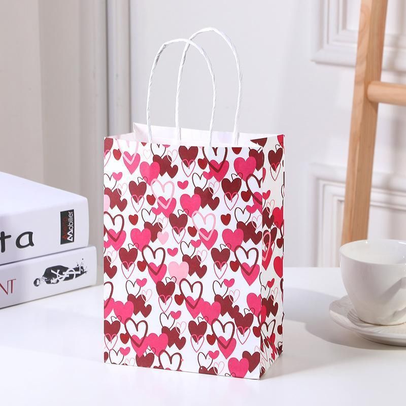 30x Valentines Day Love-Themed Tote Bag Elegant Kraft Paper Handbag Lightweight - Y169 V528-HANDBAG-30PCS-Y169-124528