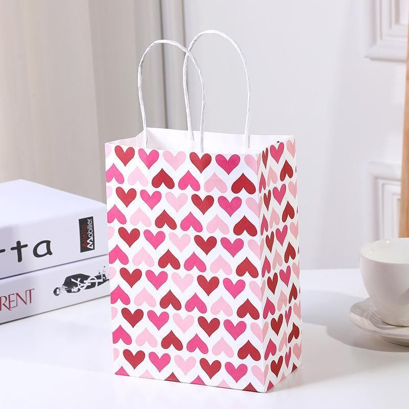 30x Valentines Day Love-Themed Tote Bag Elegant Kraft Paper Handbag Lightweight - Y169 V528-HANDBAG-30PCS-Y169-124528