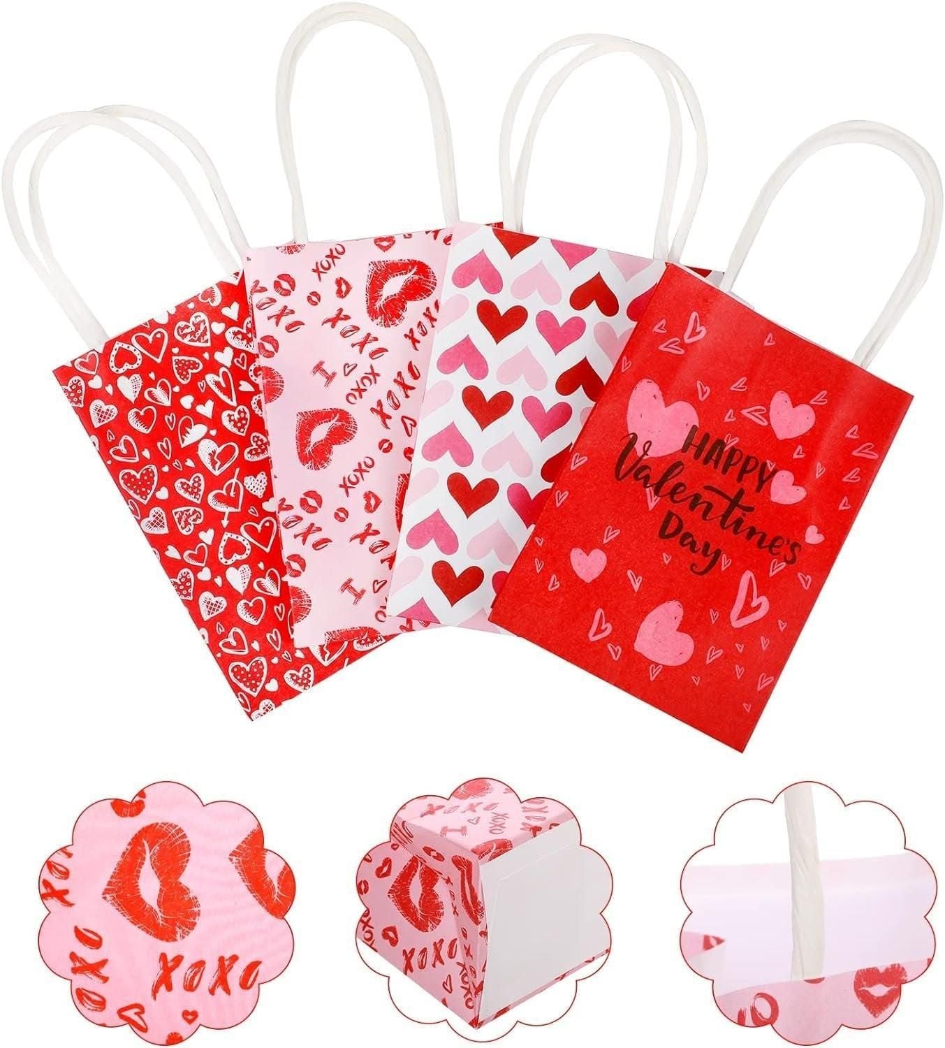 30x Valentines Day Love-Themed Tote Bag Elegant Kraft Paper Handbag Lightweight - Y170 V528-HANDBAG-30PCS-Y170-597412