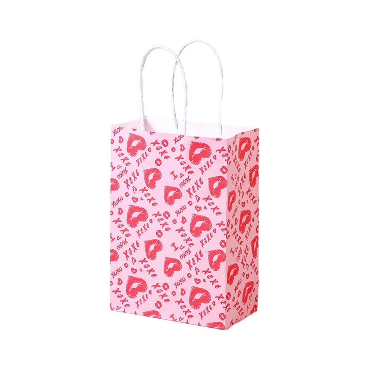 30x Valentines Day Love-Themed Tote Bag Elegant Kraft Paper Handbag Lightweight - Y171 V528-HANDBAG-30PCS-Y171-716502