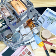 Clear Tote Bag Plastic Transparent Purse Handbag Zipper Security Event Stadium - Black V528-HANDBAG-BLACK-157868