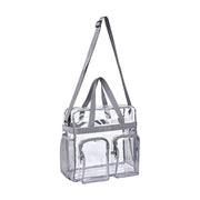 Clear Tote Bag Plastic Transparent Purse Handbag Zipper Security Event Stadium - Black V528-HANDBAG-BLACK-157868