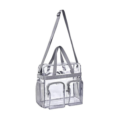 Clear Tote Bag Plastic Transparent Purse Handbag Zipper Security Event Stadium - Black V528-HANDBAG-BLACK-157868