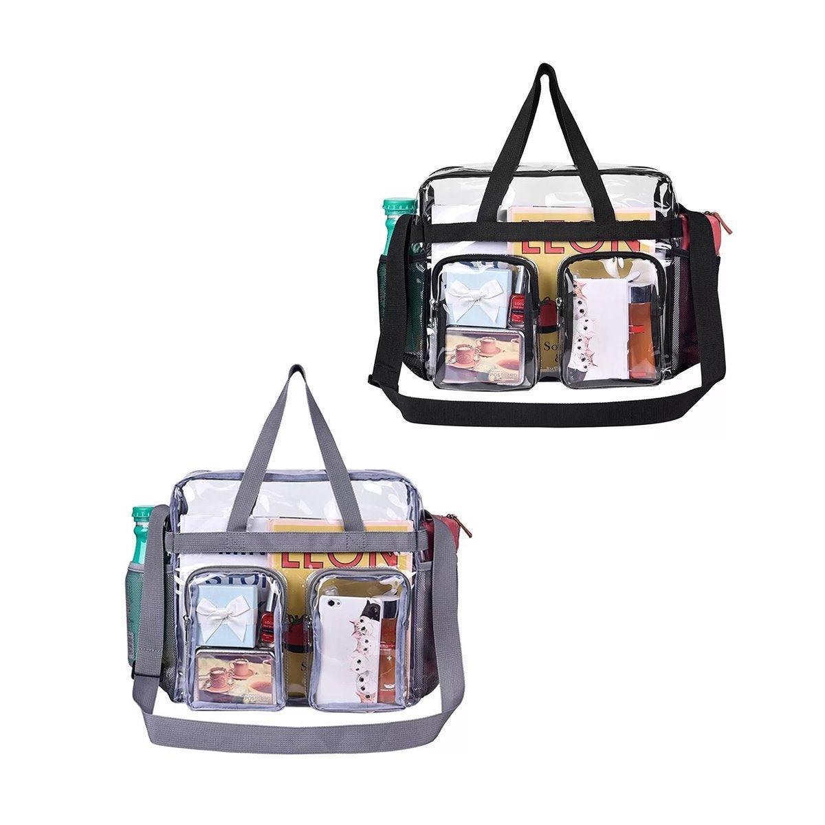 Clear Tote Bag Plastic Transparent Purse Handbag Zipper Security Event Stadium - Grey V528-HANDBAG-GREY-631258