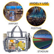 Clear Tote Bag Plastic Transparent Purse Handbag Zipper Security Event Stadium - Grey V528-HANDBAG-GREY-631258