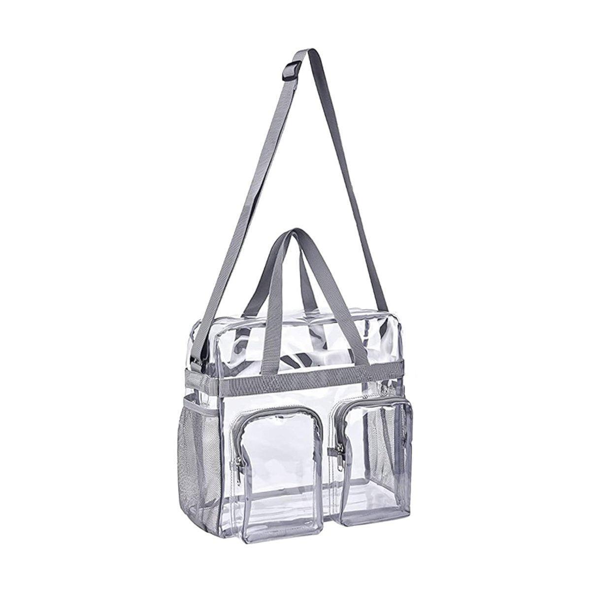 Clear Tote Bag Plastic Transparent Purse Handbag Zipper Security Event Stadium - Grey V528-HANDBAG-GREY-631258