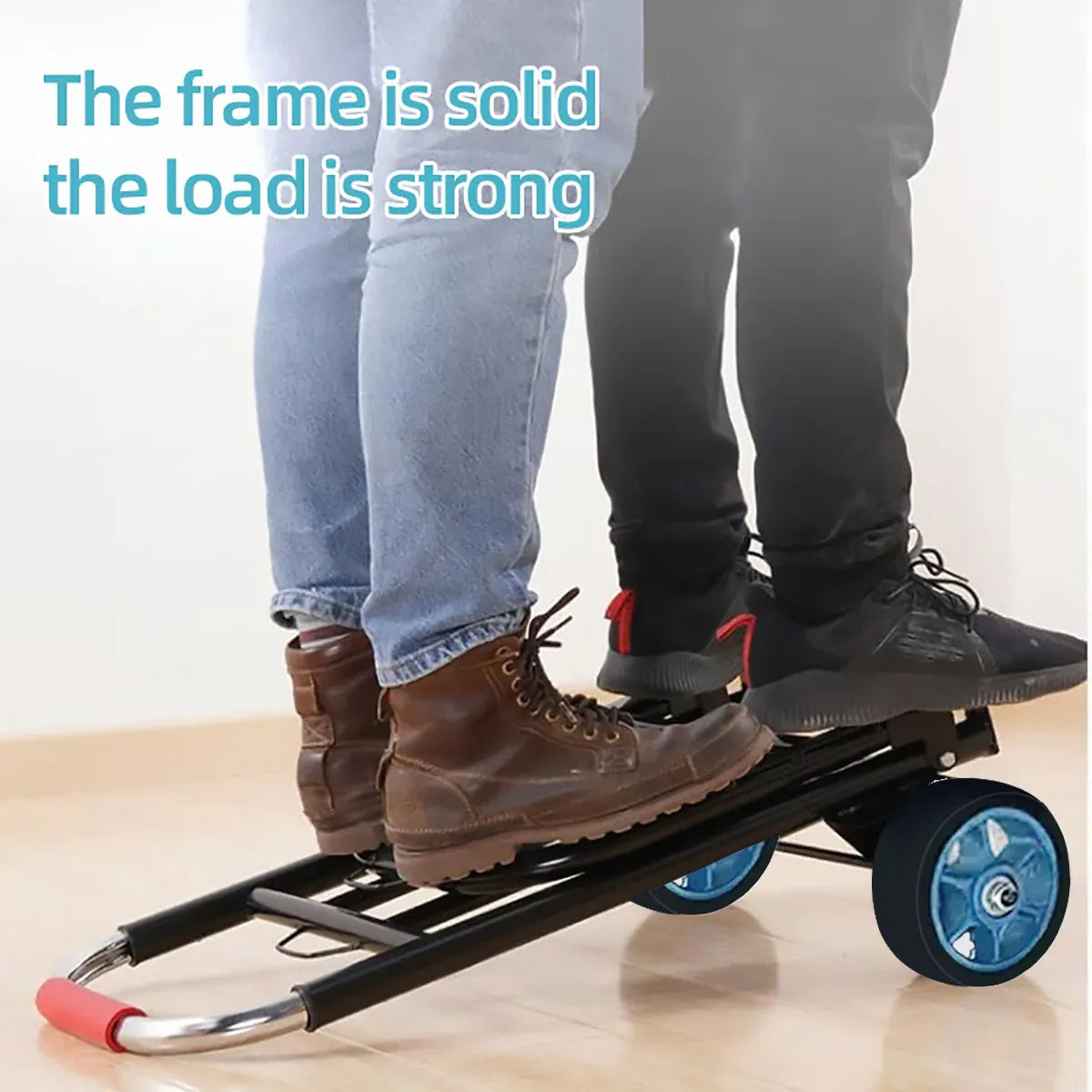Folding Hand Trolley Heavy Duty Solid Wheel or Stair Climber Tri Wheel for Moving - Flat Ground V528-HANDCART-BLACK-76857
