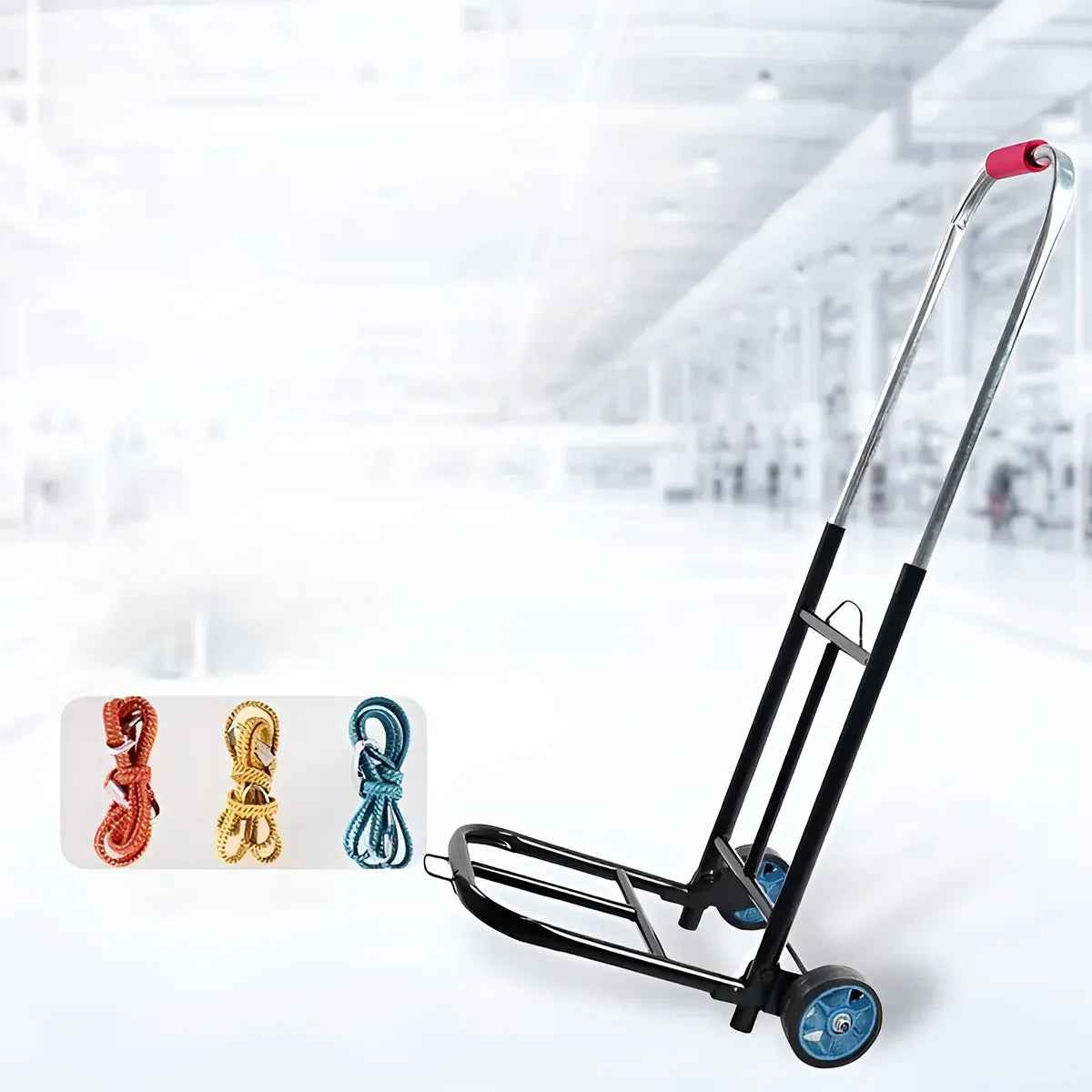 Folding Hand Trolley Heavy Duty Solid Wheel or Stair Climber Tri Wheel for Moving - Flat Ground V528-HANDCART-BLACK-76857