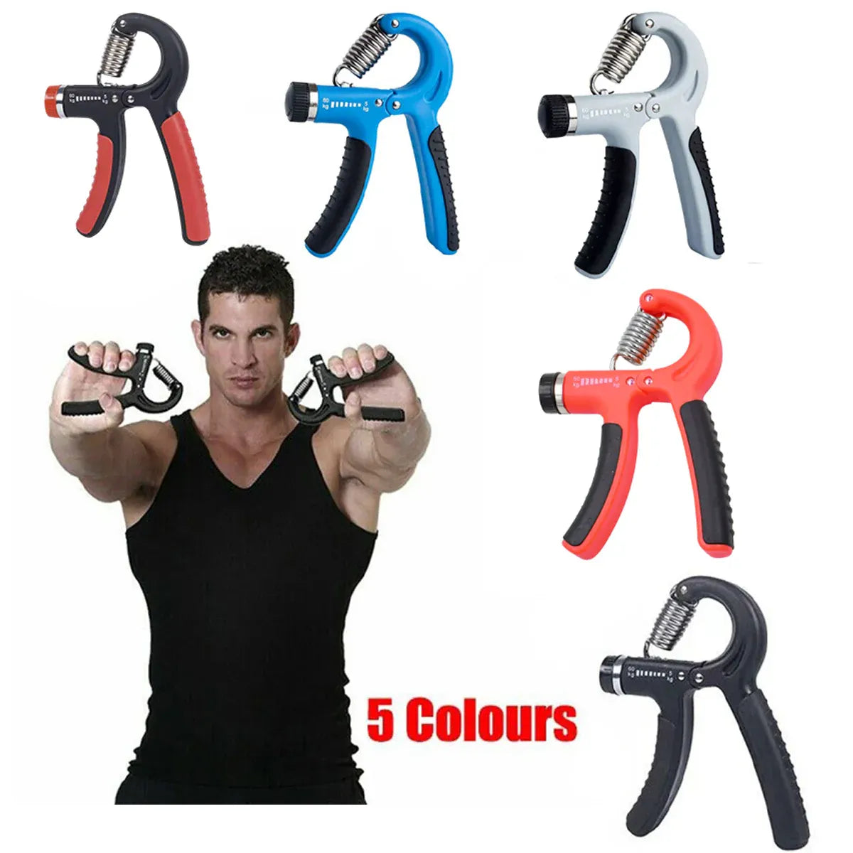 Adjustable Power Hand Grip Forearm Exerciser Gripper Strengthener Trainer 5-60Kg - Blue V528-HANDGRIP-BLUE-911195