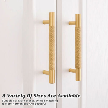 Light Luxury Cabinet Handle Full Copper Gold Straight Knurled Drawer Door Pull - 128mm V528-HANDLE-B-128MM-946203