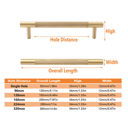 Light Luxury Cabinet Handle Full Copper Gold Straight Knurled Drawer Door Pull - 320mm V528-HANDLE-B-320MM-351746