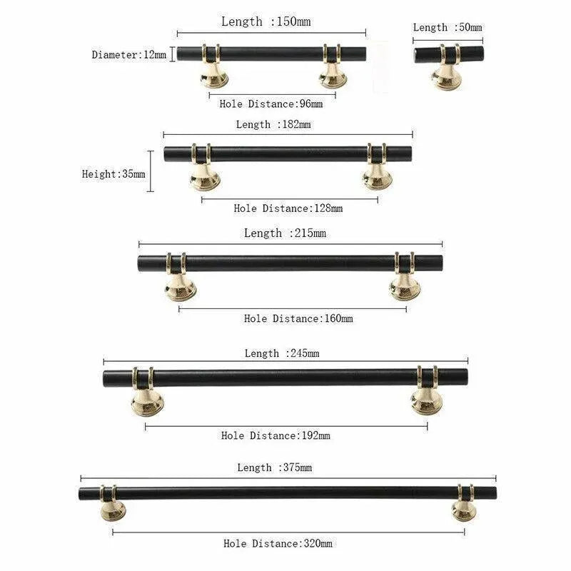Black Gold Design Kitchen Cabinet Handles Drawer Bar Handle Pull 96 128 160 192 320MM - 192mm