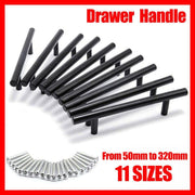 5PCS Black Kitchen Cabinet Door Handles Stainless Steel Door Drawer Pull T Bar - 50mm V528-HANDLE-BLACK-50MMSINGLEHOLE-5PCS