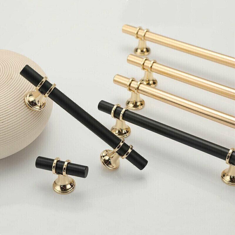Black Gold Design Kitchen Cabinet Handles Drawer Bar Handle Pull 96 128 160 192 320MM - T Bar V528-HANDLE-BLACK-TBAR-75792