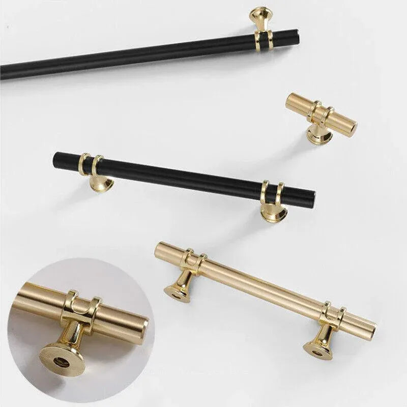 Black Gold Design Kitchen Cabinet Handles Drawer Bar Handle Pull 96 128 160 192 320MM - T Bar V528-HANDLE-BLACK-TBAR-75792