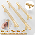 Light Luxury Cabinet Handle Full Copper Gold Straight Knurled Drawer Door Pull - Single Hole V528-HANDLE-C-50MM-577535