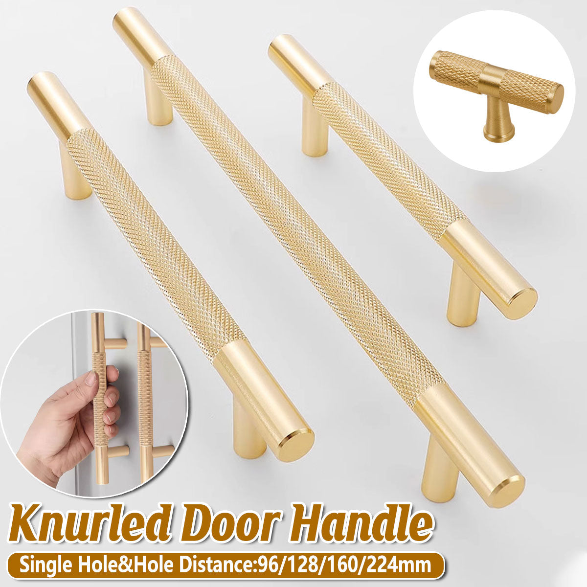 Light Luxury Cabinet Handle Full Copper Gold Straight Knurled Drawer Door Pull - Single Hole V528-HANDLE-C-50MM-577535