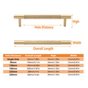 Light Luxury Cabinet Handle Full Copper Gold Straight Knurled Drawer Door Pull - Single Hole V528-HANDLE-C-50MM-577535