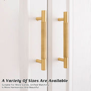 Light Luxury Cabinet Handle Full Copper Gold Straight Knurled Drawer Door Pull - Single Hole V528-HANDLE-C-50MM-577535