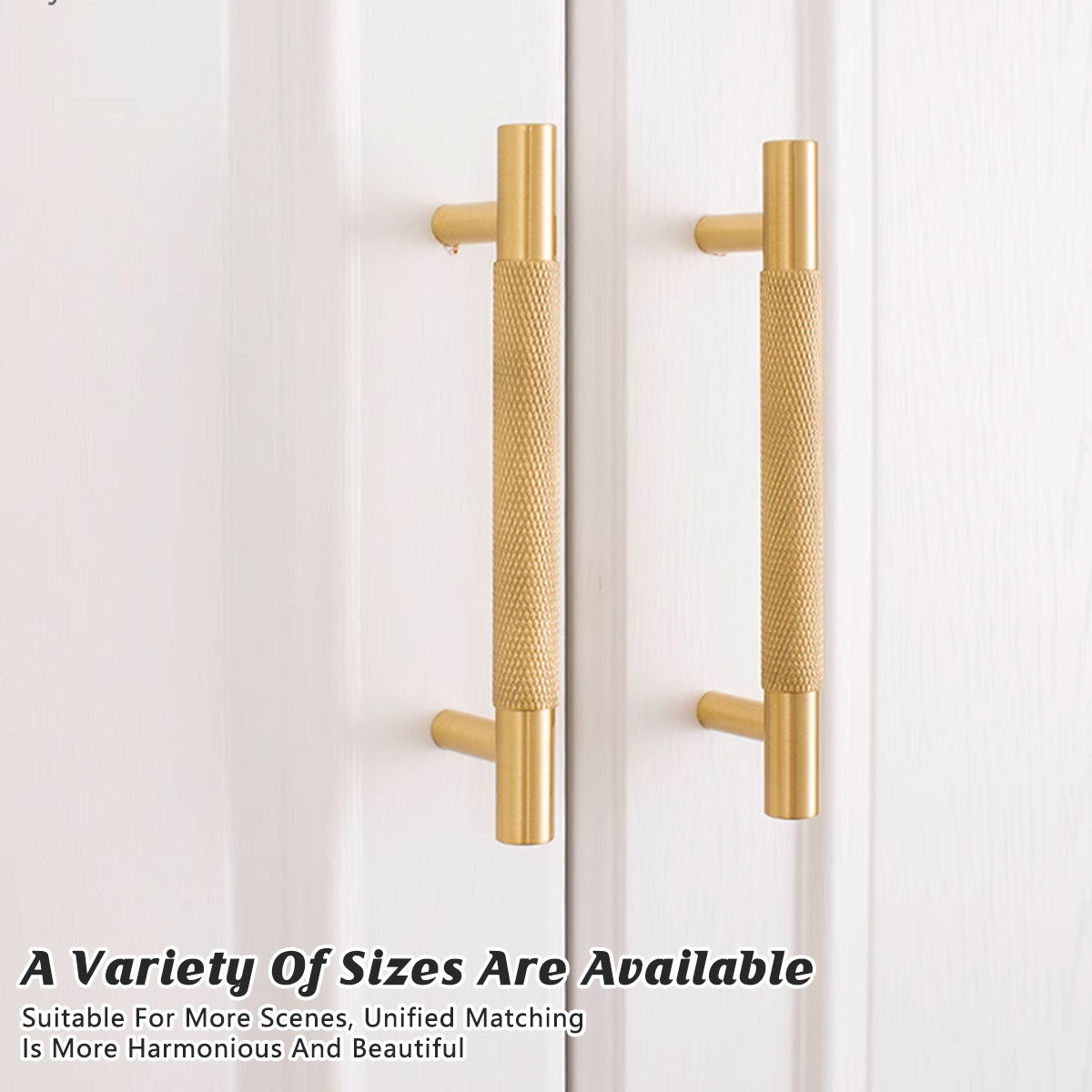 Light Luxury Cabinet Handle Full Copper Gold Straight Knurled Drawer Door Pull - Single Hole V528-HANDLE-C-50MM-577535