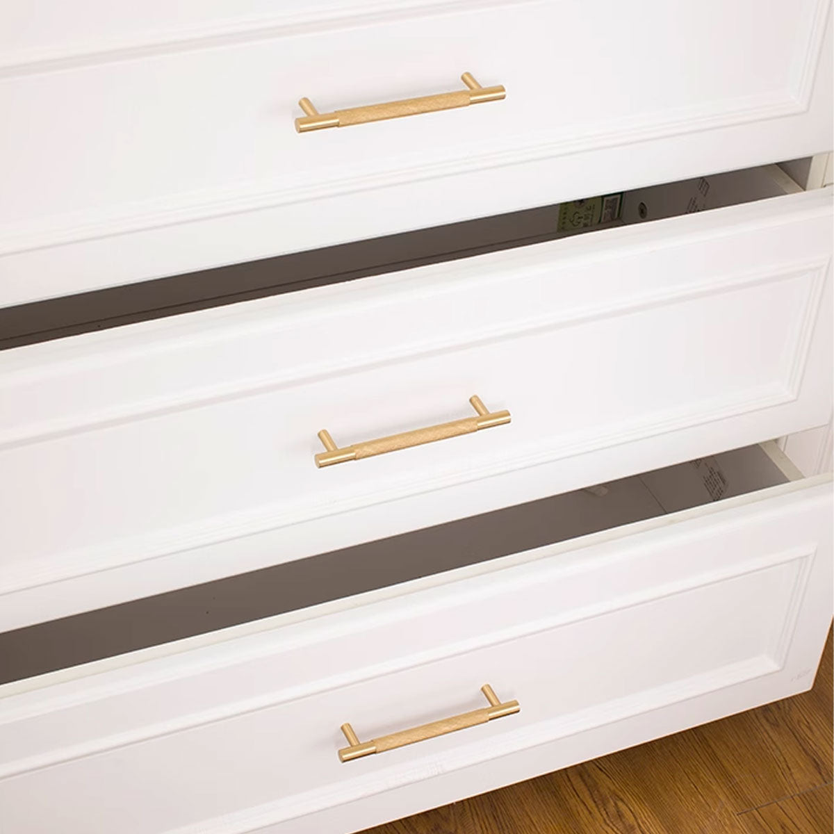 Light Luxury Cabinet Handle Full Copper Gold Straight Knurled Drawer Door Pull - Single Hole V528-HANDLE-C-50MM-577535