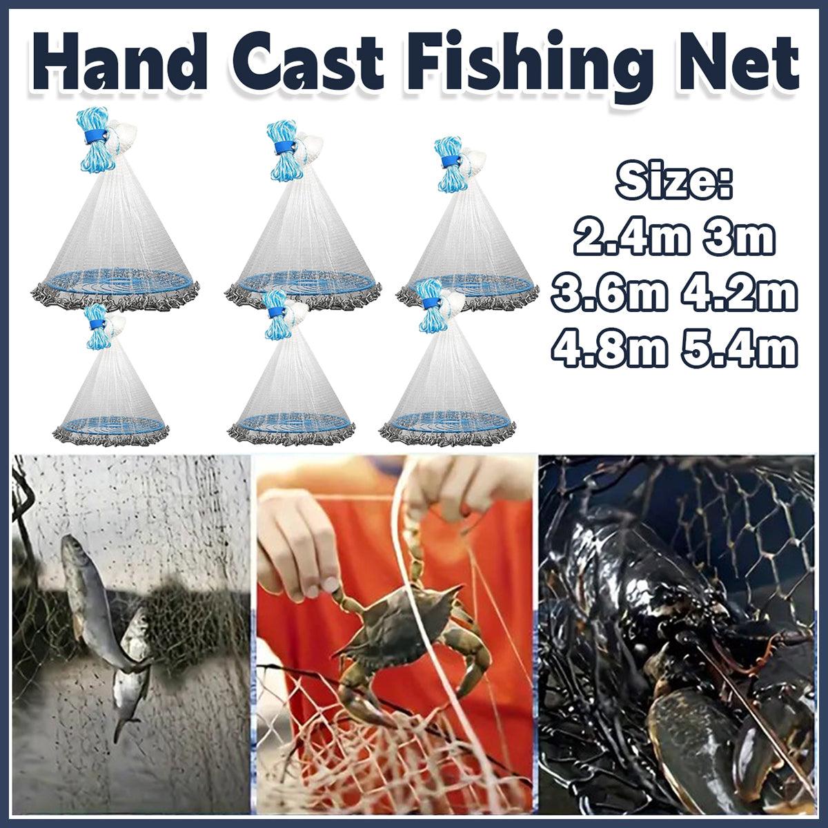 Frisbee Hand Casting Fishing Net Easy Throw Bait Net Swinging Tackle Gear - 300cm V528-HANDLE-FLY-FISHING-NET-300-335237