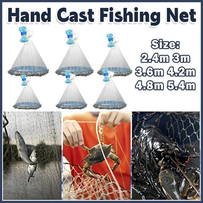 Frisbee Hand Casting Fishing Net Easy Throw Bait Net Swinging Tackle Gear - 360cm V528-HANDLE-FLY-FISHING-NET-360-643638
