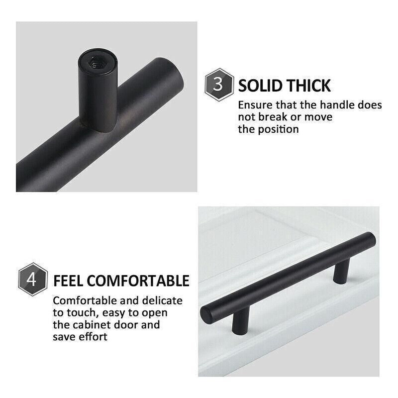 5pcs Silver Kitchen Cabinet Door Handles Stainless Steel Door Drawer Pull T Bar - 50mm V528-HANDLE-SILVER-50MMSINGLEHOLE-5PCS
