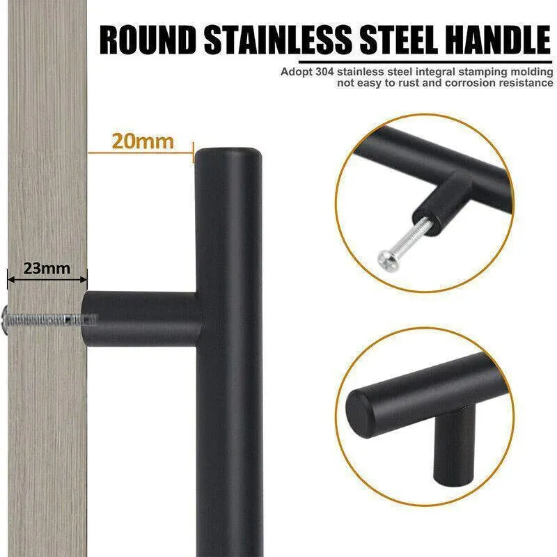 5pcs Silver Kitchen Cabinet Door Handles Stainless Steel Door Drawer Pull T Bar - 50mm V528-HANDLE-SILVER-50MMSINGLEHOLE-5PCS