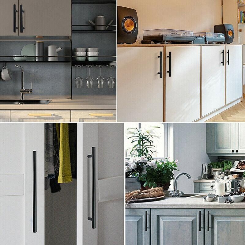 5pcs Silver Kitchen Cabinet Door Handles Stainless Steel Door Drawer Pull T Bar - 50mm V528-HANDLE-SILVER-50MMSINGLEHOLE-5PCS