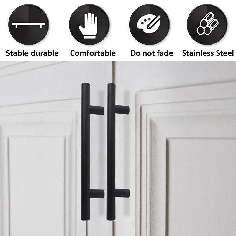 5pcs Silver Kitchen Cabinet Door Handles Stainless Steel Door Drawer Pull T Bar - 50mm V528-HANDLE-SILVER-50MMSINGLEHOLE-5PCS