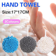 Chenille Hanging Ball Towel for Kitchen Bathroom Hand Drying Absorbent Cloth - Blue V528-HANDTOWEL-BLUE-2PCS-177626