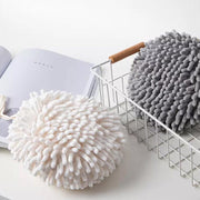 Chenille Hanging Ball Towel for Kitchen Bathroom Hand Drying Absorbent Cloth - Blue V528-HANDTOWEL-BLUE-2PCS-177626
