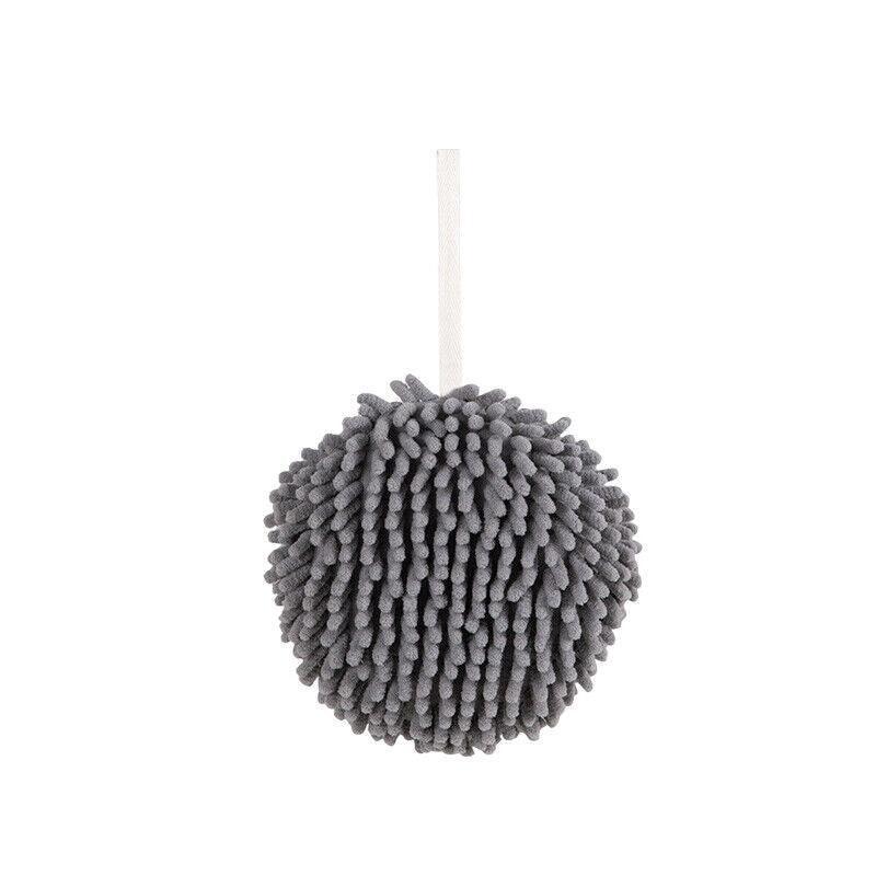 Chenille Hanging Ball Towel for Kitchen Bathroom Hand Drying Absorbent Cloth - White V528-HANDTOWEL-WHITE-2PCS-889787