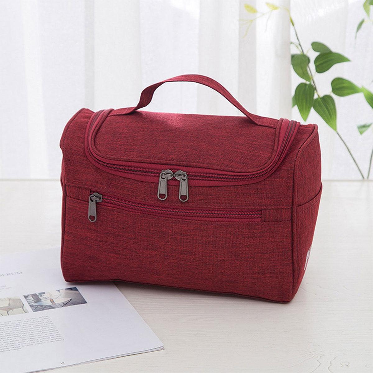 Womens Cosmetic Bag Make Up Case Travel Toiletry Wash Organiser Vanity Nail Box - Rose Red V528-HANDWASHBAG-ROSERED-39152