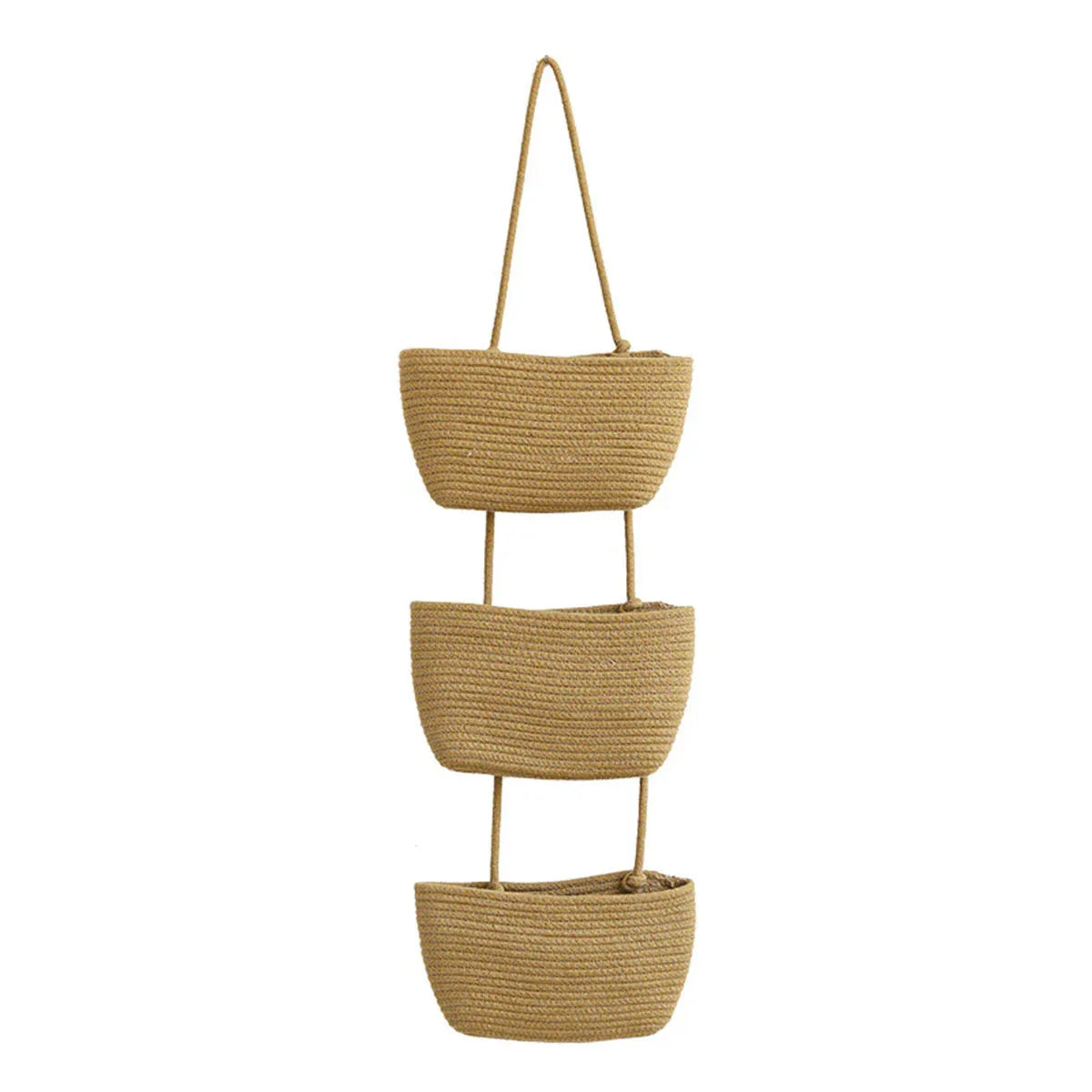 3 Layer Wall Mounted Storage Basket Hanging Organizer Rack for Household Items - Brown V528-HANGING-BASKET-BROWN-801638