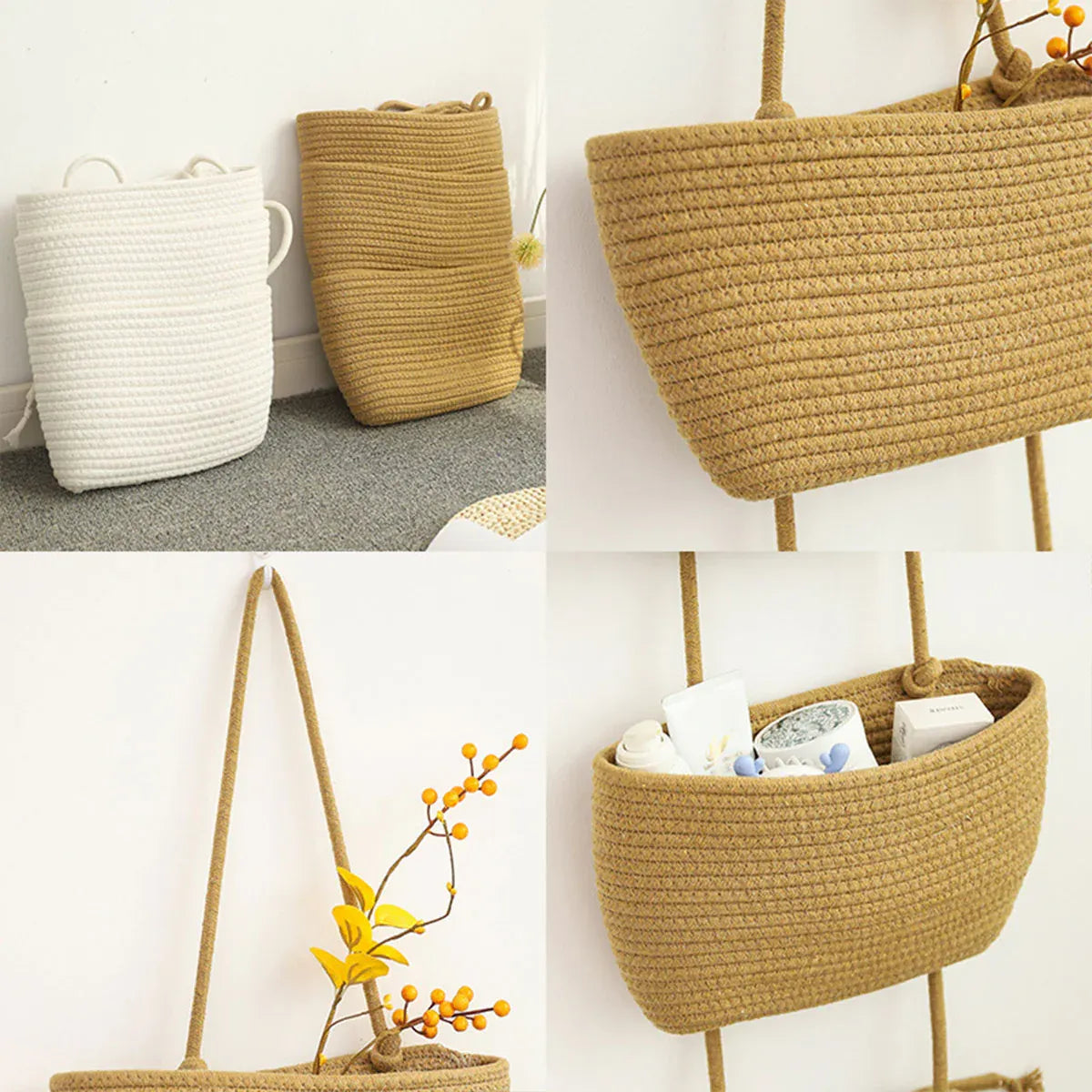 3 Layer Wall Mounted Storage Basket Hanging Organizer Rack for Household Items - Brown V528-HANGING-BASKET-BROWN-801638