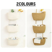 3 Layer Wall Mounted Storage Basket Hanging Organizer Rack for Household Items - Brown V528-HANGING-BASKET-BROWN-801638