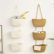 3 Layer Wall Mounted Storage Basket Hanging Organizer Rack for Household Items - Brown V528-HANGING-BASKET-BROWN-801638
