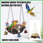 Bird Parrot Swing Stand Rattan Nest Hanging Basket Chew Toy for Small Medium Pet - L-20cm V528-HANGING-BASKET-L-814698