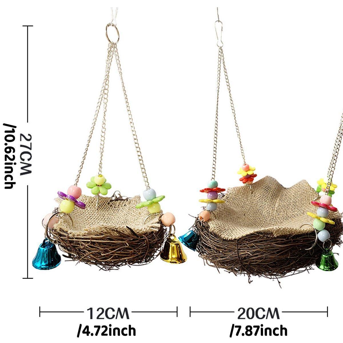 Bird Parrot Swing Stand Rattan Nest Hanging Basket Chew Toy for Small Medium Pet - L-20cm V528-HANGING-BASKET-L-814698