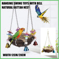 Bird Parrot Swing Stand Rattan Nest Hanging Basket Chew Toy for Small Medium Pet - S-12cm V528-HANGING-BASKET-S-450078