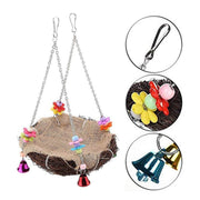 Bird Parrot Swing Stand Rattan Nest Hanging Basket Chew Toy for Small Medium Pet - S-12cm V528-HANGING-BASKET-S-450078